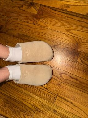 adidas Beige Suede Slip-On Clog Slippers